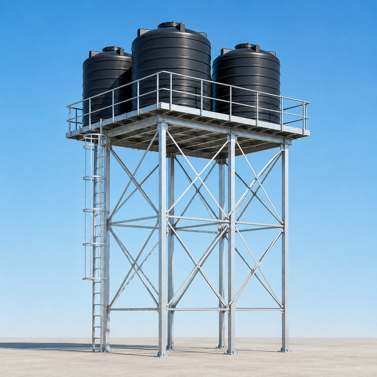 Steel Tower – 6 Metres High, (4 Tanks 10,000L)
